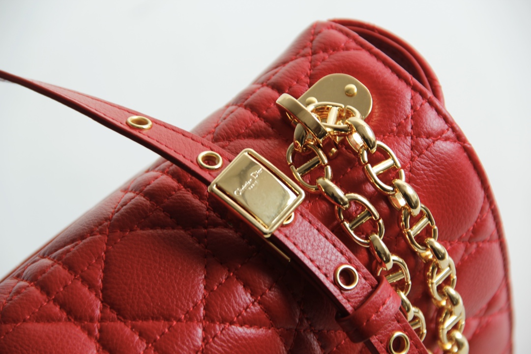 Large Dior Caro Bag Red Supple Cannage Calfskin